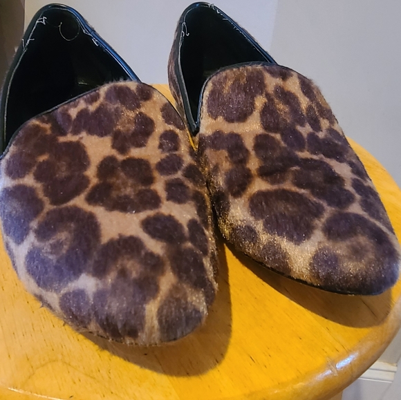 Nine West faux leopard fur loafer flat 8M animal print - Picture 7 of 7